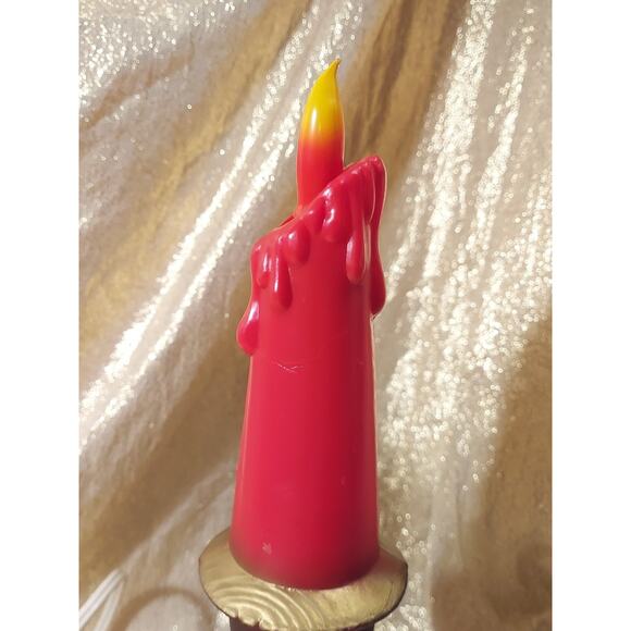 Vintage Pair 1960's Blow Mold Plastic Christmas Candle Holder Flame Bulb READ - Picture 8 of 16